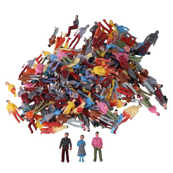 200x malede modelfigurer Gadescene OO 1:100 skala til bygningslayout