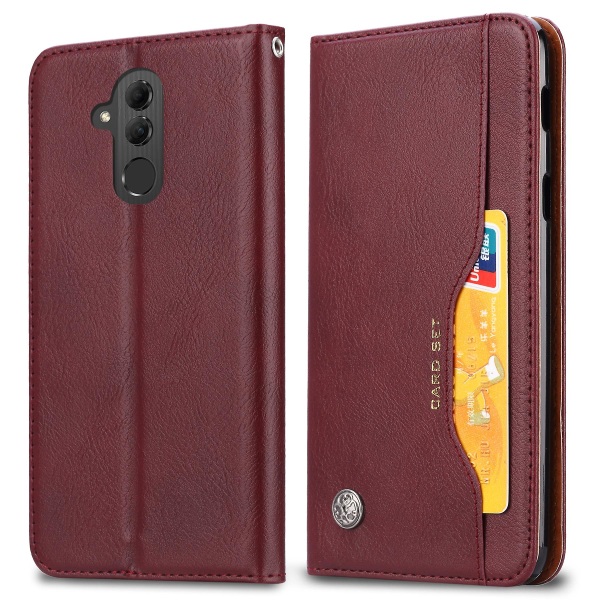 Autoabsorberet læderpung-etui til Huawei Mate 20 Lite Wine Red