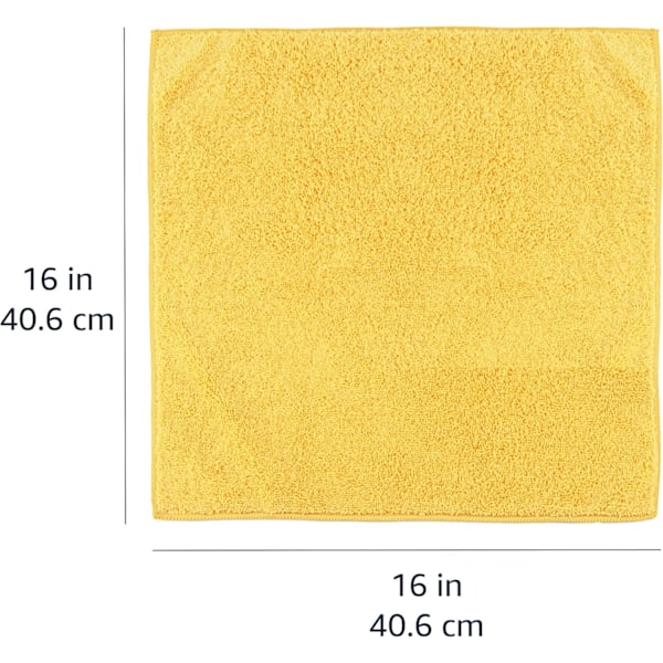 Basics Mikrofiber Bil Tørre Håndklæder (3-pak), Fnullerfri, Ridsefri, Meget Absorberende Tørre Håndklæde til Biler, 40,6 x 40,6 cm, Gul