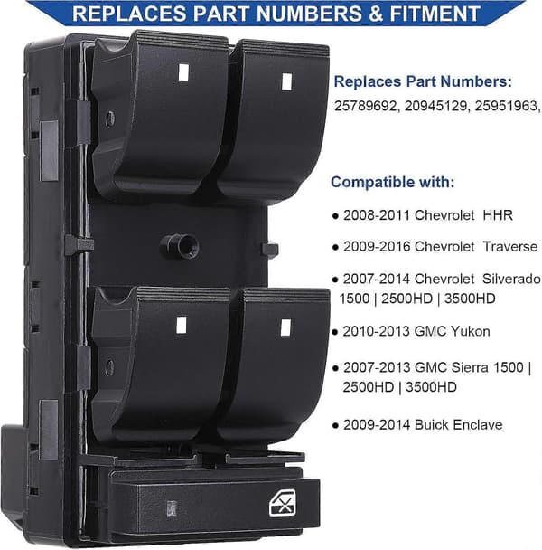 Førerside Power Master Rudekontakt, Kompatibel med Chevy Silverado/Chevrolet Traverse
