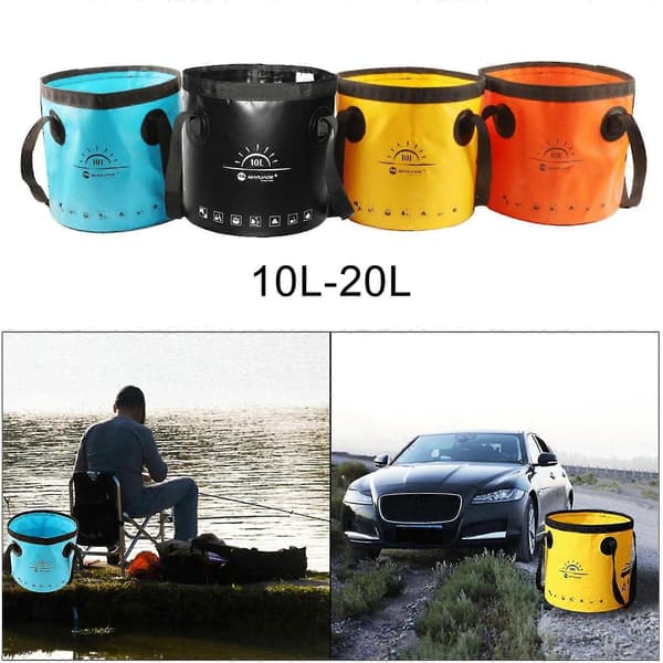 Sammenklappelig spand foldbar vandbeholder bærbar til camping 10L gul B Yellow 10L 10L