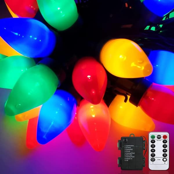 C7 Julelys 25FT - 50 fargerike LED-lamper - Multifunksjonell fjernkontroll