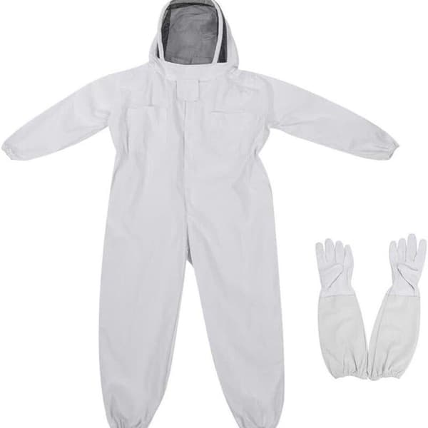Biodlaroverall Bomull Skyddsjacka med Mask och Hatt Storlek L Biodlingsutrustning