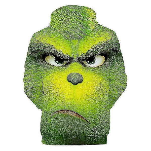 3D Grinch Hettegenser Menn Kvinner Uformell Hettegenser Genser Venner Julegave L M