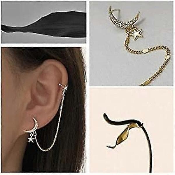 Ubiuo Manchetøreringe til piger Øreclips Øremanchetøreringe Dingleøreringe Helix Brusk Clip On Julegave