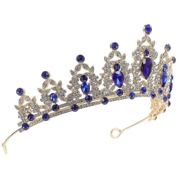 Kronformad tiara för flickor Elegant dekorativ accessoar 1 stycke-Bra 17X14CM Blå