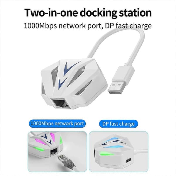 USB til RJ45 Ethernet-adapter netværkskort 10/100/1000 Mbps RGB-lyseffekt til pc-computer bærbar computer