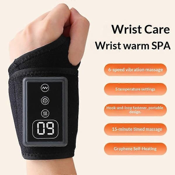 Handmassager Värmeterapi Smart Bärbar Handledsvårdsenhet med 6 Vibrationslägen / 5 Temperaturinställningar