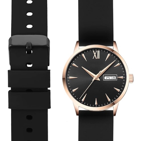 2-pack watch Vattentät snabbkoppling med svart eller silver rostfritt stålspänne Kompatibel med Smart Watch Sportband (22 mm)
