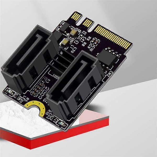 M.2 A-nøgle + E-nøgle til SATA 3-adapter JM582-chips 2 porte SATA III revisionskort computertilbehør Black