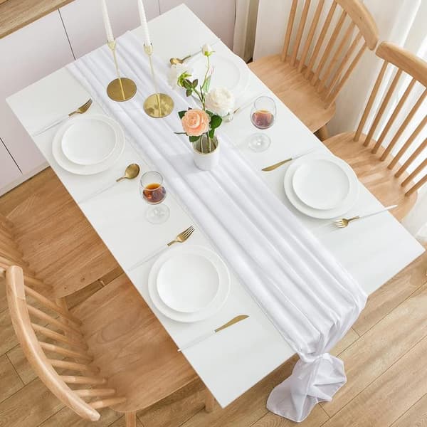 Bordløper i chiffon, 72*304cm, Hvit borddekorasjon for bryllup