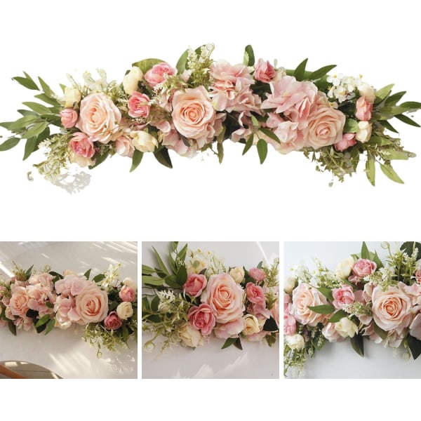 Bryllup bue blomster til ceremonien | Blomsterguirlande til bryllup, kunstig blomsterswag Grønne blade Rose Door Garland