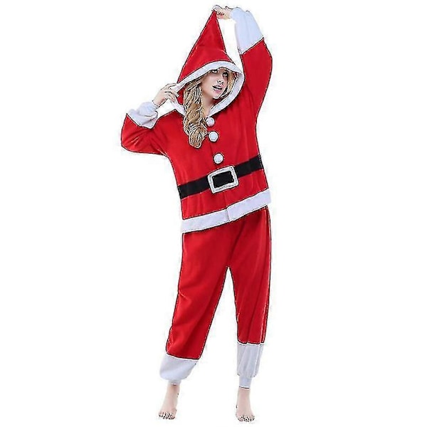 Jultomten Kostym För Män Kvinnor Helkropp Pyjamas Karneval Jul En-delad Kigurumi XL