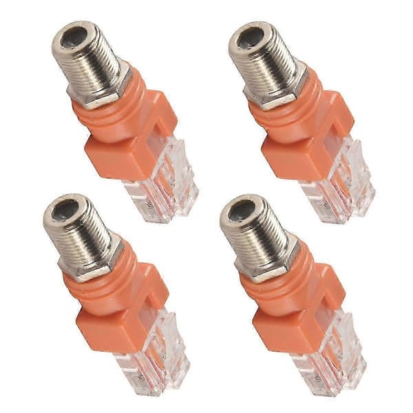 Koaksial til Ethernet-adapter, 4-pak Coax RF F hun til RJ45 han-konverter til linjetester Orange
