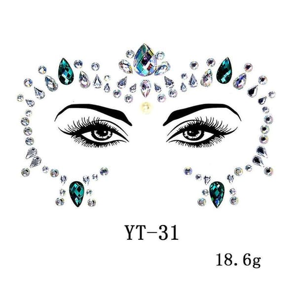 3 stk. Halloween Selvlysende Ansigtssten Tattoo Sticker, cosplayf