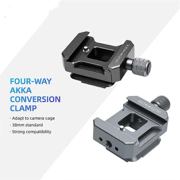 4-vejs Arca-klemme Quick Release AKKA Kameramontering QR til DSLR-kamerabur Stativ Slider Gimbal Kuglehoved Monopod Grå Gray