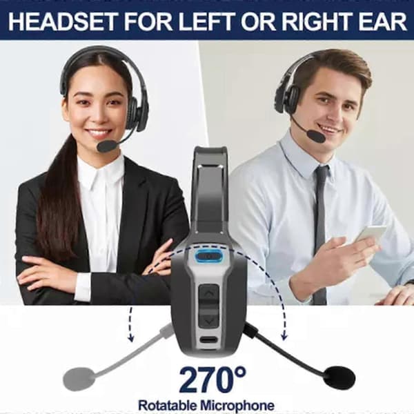 Trucker Bluetooth-headset med 35 timers taletid, drejelig mikrofon og lang batterilevetid