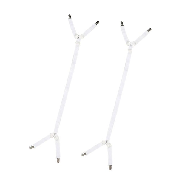 2 Pcs Sheet Bed Adjustable Suspenders Crisscross Band Straps Grippers Mattress Duvet Elastic Fasteners Clips