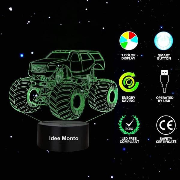 Nattlampa LED-lampor 3D-belysning Ljusguide Monste
