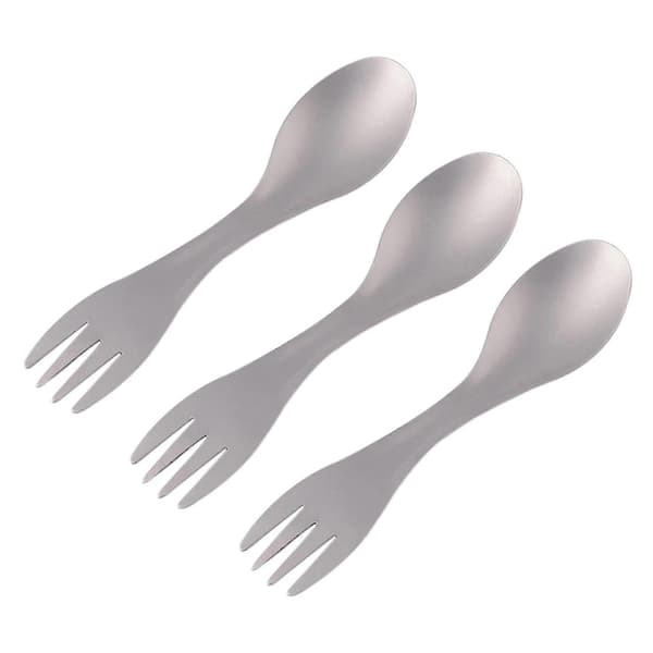 3X Titanium Udendørs Camping Picnic Vandring Bestik Ske Gaffel Silver