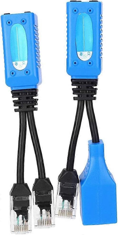 2 stk. Splitter RJ45 Combiner POE Adapter, Multifunktionel Bred Kompatibilitet Stik Strømkabelsæt
