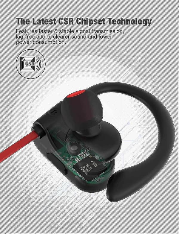 Bluetooth-hodesett Bt5.0 - Stereo-rød