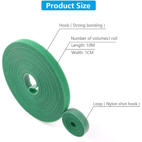 Grønt haveplantebånd (10 meter * 10 mm), tape selv plantebåndet