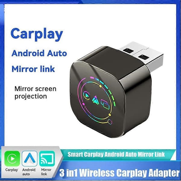 3in1 langaton Carplay Android Auto Smart Carplay Box USB-dongeliadapteri Plug Play langallinen Carplay langattomaan MirrorLinKiin