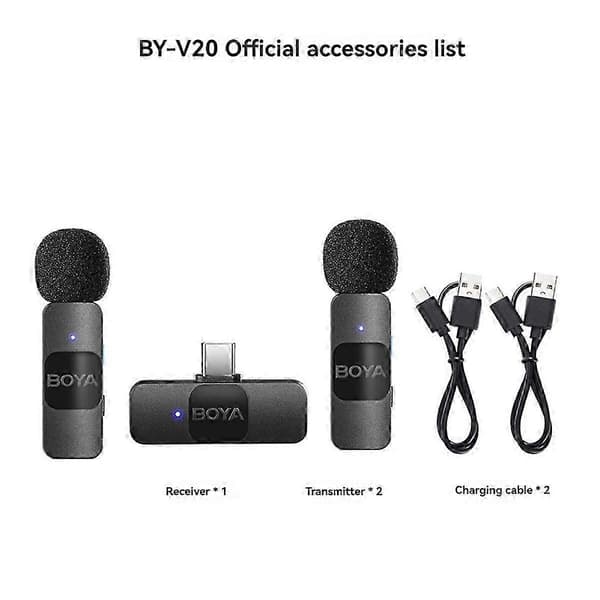 BOYA BY-V20 Trådløs Lavalier Mikrofon for Live Stream, Vloggere
