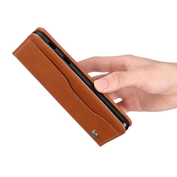 Autoabsorbert lommebokveske i skinn for Huawei Mate 20 Lite Brown