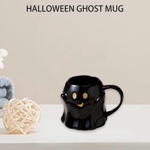 Halloween Spøkelseskopp, Keramisk Spøkelseskopp, Spøkelseskaffekopp, Søt Spøkelsesmønsterkopp Black