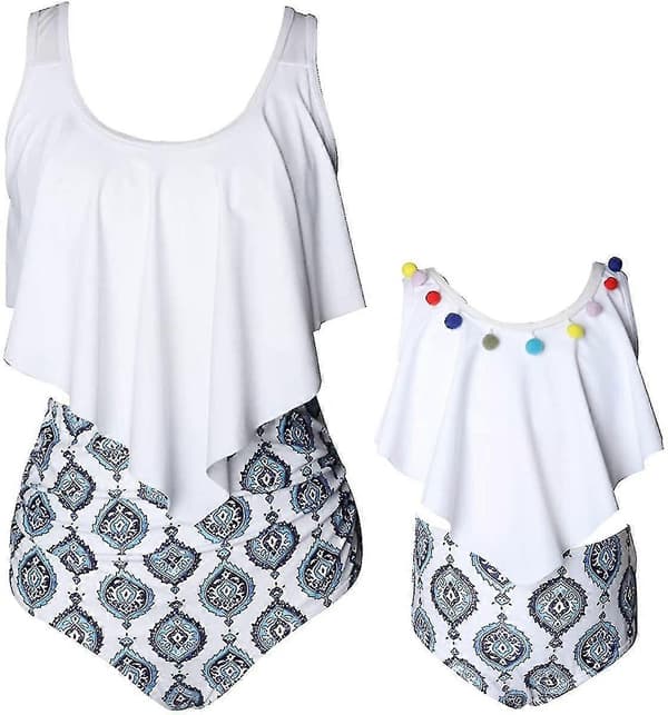 Piger Badedragt Todelt Bikini Sæt Flæse Falbala Badedragt D White Floral 2-3T