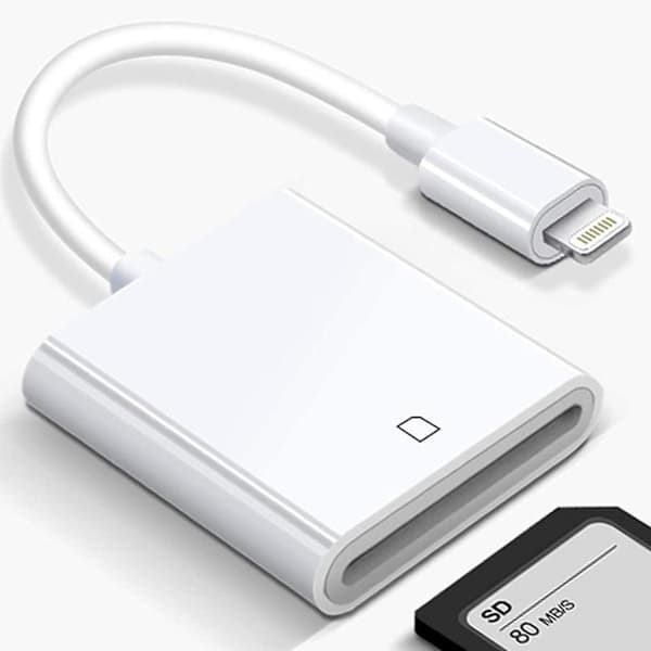 Applen Lightning–SD-kortinlukija Plug and Play -sovitin