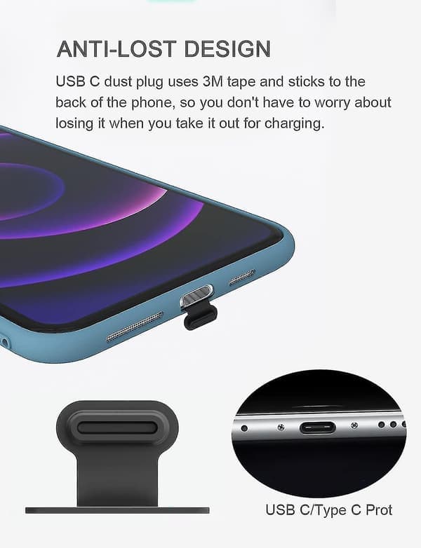 2 st Dammskydd Kompatibla med Telefon, USB C/Typ C, Dammskydd, USB C Laddningsport Dammskydd