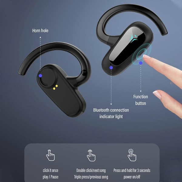 Bluetooth-headset, stil: Enkelt öra Black