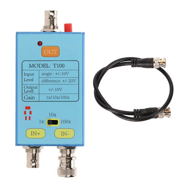 T100 Differential Probe Oscilloscope Professional 1X 10X 100X 10M bandbredd virtuellt oscilloskop för att förstärka svaga signaler 0.2