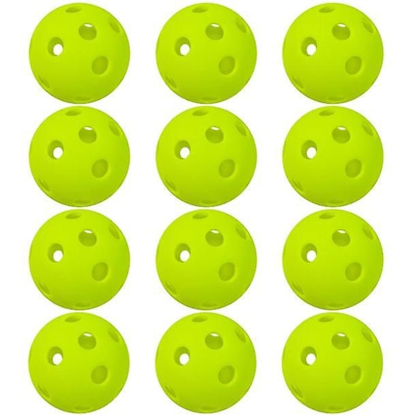 12 Pack 26 Hål Inomhus Pickleball Bollar Inomhusträning Hålboll För Inomhusbanor, Grön
