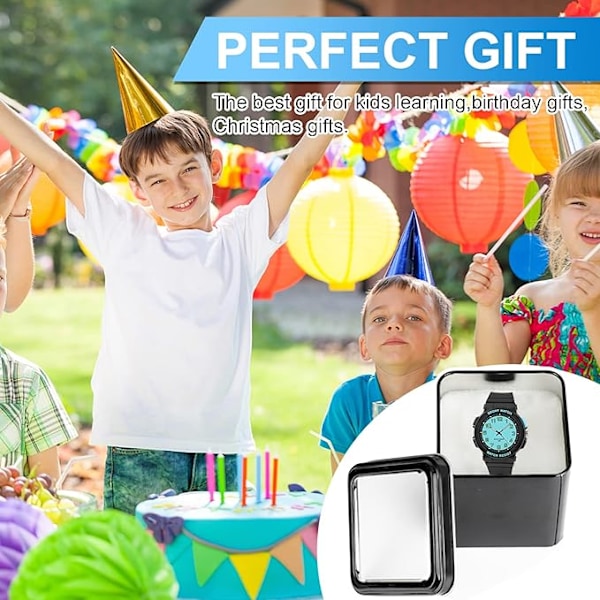 Børneure drenge piger, Anag ur med baggrundsbelysning, Teenagerbørn 5ATM vandtæt analogt ur Blød gummirem Letlæselig urskive Armbåndsur