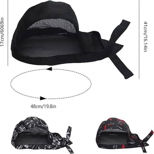 Kockmössa 3-pack Unisex Bandana Hatt för Kök Matlagning Kock Hatt