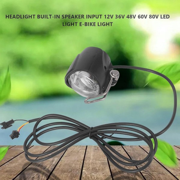 Ebike-strålkastare Inbyggd högtalaringång 12v 36v 48v 60v 80v LED-ljus E-cykelljus och elektrisk Scoo-YUHAO black