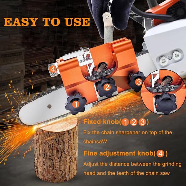 Chainsaw Sharpening Kit with 5 Grinding Heads - 7x6x2.8cm - Compatible with All Chainsaws and Electric Saws