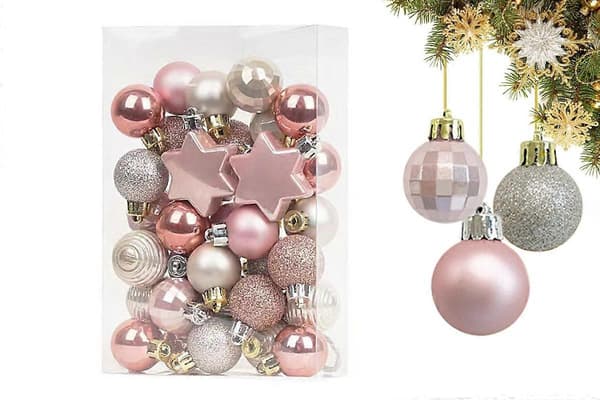 33 stk. julekugler til julefrokost og bryllup Pink One Size