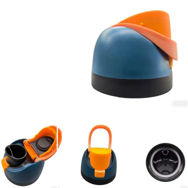 Replacement Lid for OWala Thermos Bottle One-Button Water Bottle Top Lid No Leak Water Flip Lid Deep Blue Orange, 8*6.4