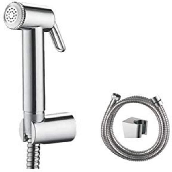 Sæt med 1 WC-håndbruser med holder og slange, brusehoved, krom