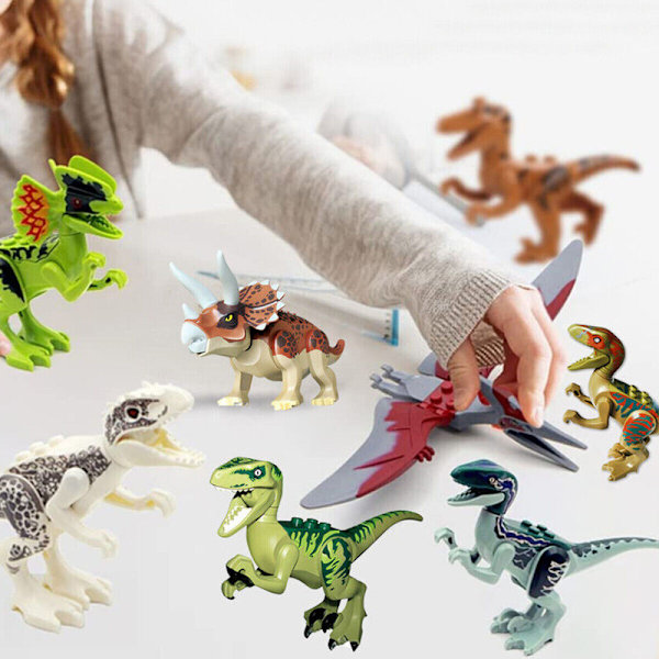 8x Jurassic World Dinosauriefigurer Byggsatser Klossar Bästa Barnpresent Flerfärgad h multicolored