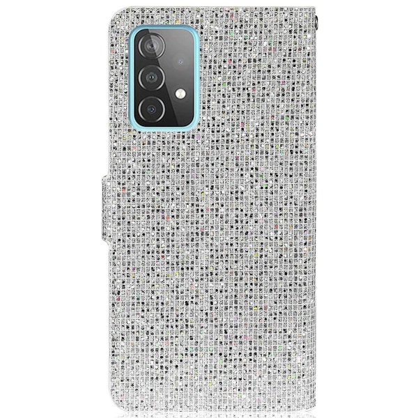 Glitrende Powder Fuld beskyttelse Mobiltelefon Case Stand Pung Cover til Samsung Galaxy A33 5G Silver Style C Samsung Galaxy A33 5G