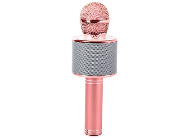 Wireless Microphone Bluetooth Karaoke Speaker Round with Case Various Modes Rosa pink