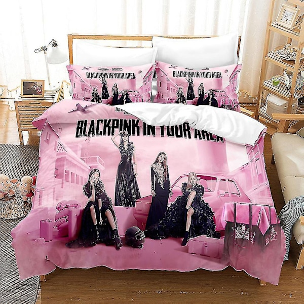 B01 Blackpink 3D-trykt Sengetøysett Dynetrekk Dynetrekk Putetrekk Barnepresent UK SINGLE 135x200cm