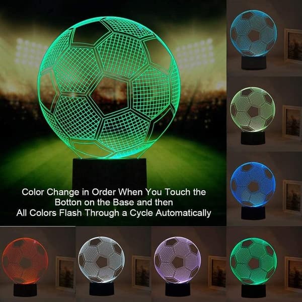 3D LED Natlampe USB Bordlampe Fodbold Hjemmeindretning
