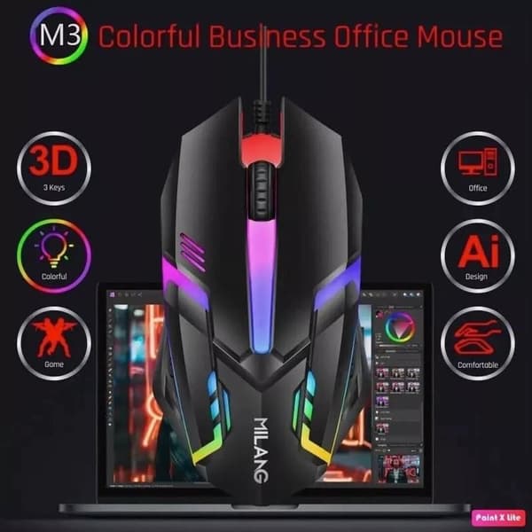Kablet USB-spillmus RGB Gaming Ergonomisk Optisk Dataspillmus for Datamaskin